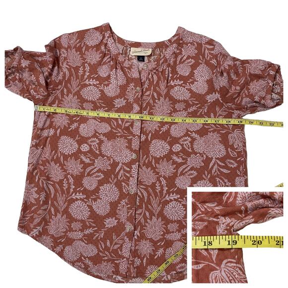 Universal Thread Floral Short Sleeve Button Down - Dusty Pink - XS - Picture 5 of 13